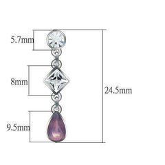 Alamode Rhodium White Metal Earrings with Top Grade Crystal in Clear - Alamode