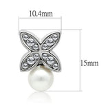 Alamode Rhodium White Metal Earrings with Synthetic Pearl in White - Alamode - Flyclothing LLC