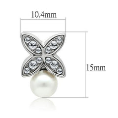 Alamode Rhodium White Metal Earrings with Synthetic Pearl in White - Alamode