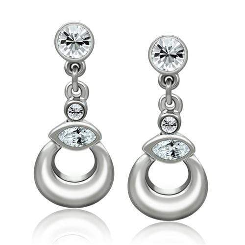 Alamode Rhodium White Metal Earrings with Top Grade Crystal in Clear - Alamode - Flyclothing LLC