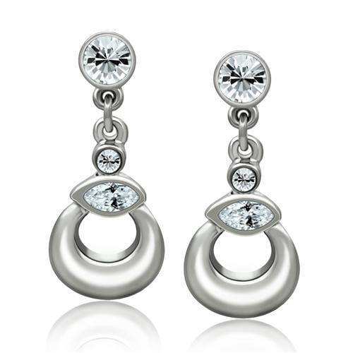Alamode Rhodium White Metal Earrings with Top Grade Crystal in Clear - Alamode - Flyclothing LLC