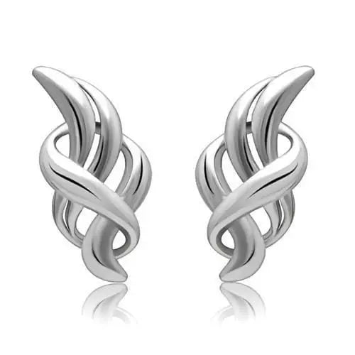 Alamode Rhodium White Metal Earrings with No Stone - Alamode - Flyclothing LLC