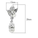 Alamode Rhodium White Metal Earrings with Synthetic Pearl in White - Alamode - Flyclothing LLC