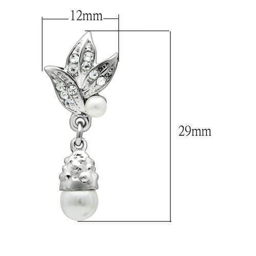Alamode Rhodium White Metal Earrings with Synthetic Pearl in White - Alamode - Flyclothing LLC