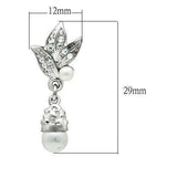 Alamode Rhodium White Metal Earrings with Synthetic Pearl in White - Alamode - Flyclothing LLC