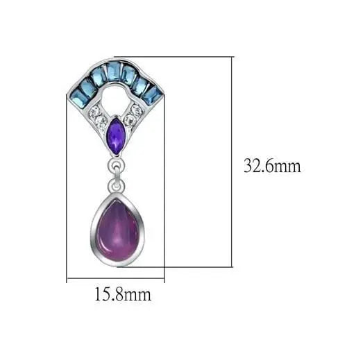 Alamode Rhodium White Metal Earrings with Top Grade Crystal in Multi Color - Alamode - Flyclothing LLC