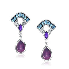 Alamode Rhodium White Metal Earrings with Top Grade Crystal in Multi Color - Alamode