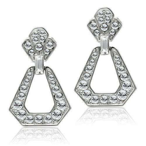 Alamode Rhodium White Metal Earrings with Top Grade Crystal in Clear - Alamode - Flyclothing LLC