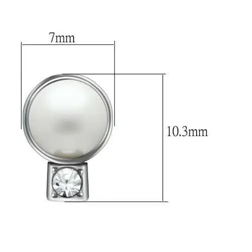 Alamode Rhodium White Metal Earrings with Synthetic Pearl in White - Alamode - Flyclothing LLC