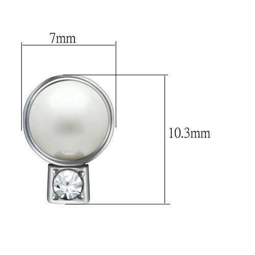 Alamode Rhodium White Metal Earrings with Synthetic Pearl in White - Alamode - Flyclothing LLC
