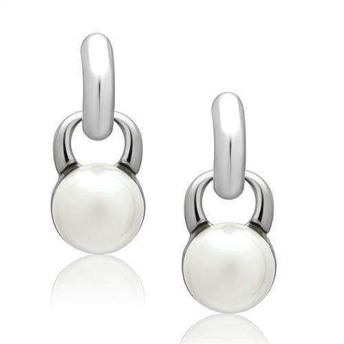 Alamode Rhodium White Metal Earrings with Top Grade Crystal in White - Alamode - Flyclothing LLC