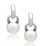 Alamode Rhodium White Metal Earrings with Top Grade Crystal in White - Alamode - Flyclothing LLC