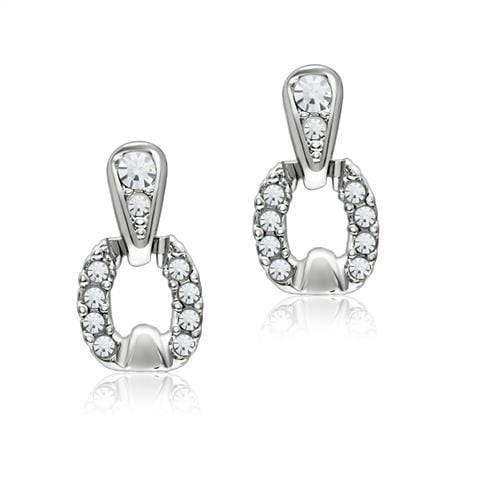 Alamode Rhodium White Metal Earrings with Top Grade Crystal in Clear - Alamode - Flyclothing LLC