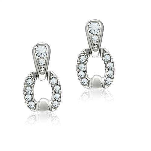 Alamode Rhodium White Metal Earrings with Top Grade Crystal in Clear - Alamode - Flyclothing LLC