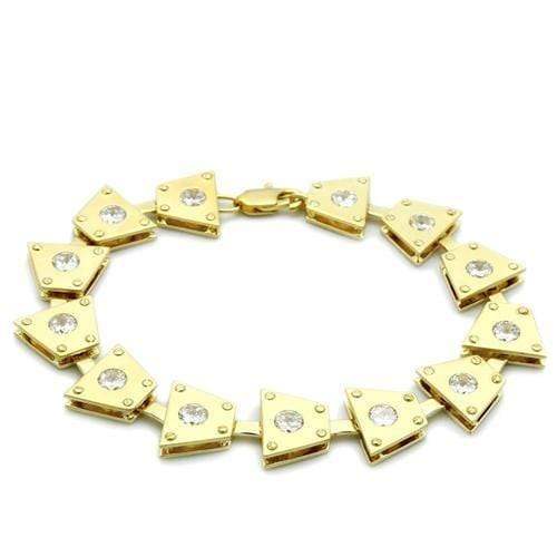 Alamode Matte Gold & Gold Brass Bracelet with AAA Grade CZ in Clear - Alamode - Flyclothing LLC