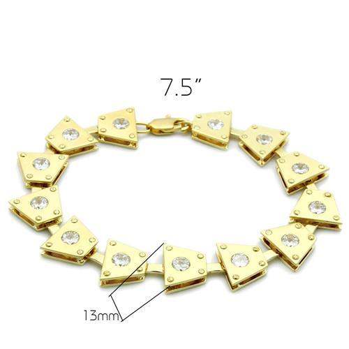 Alamode Matte Gold & Gold Brass Bracelet with AAA Grade CZ in Clear - Alamode - Flyclothing LLC