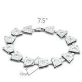 Alamode Matte Rhodium & Rhodium Brass Bracelet with AAA Grade CZ in Clear - Alamode - Flyclothing LLC
