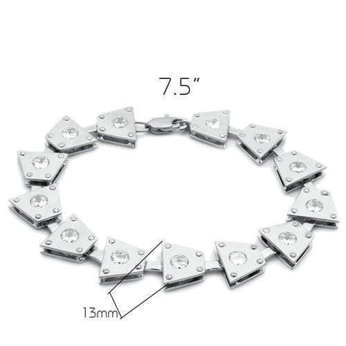 Alamode Matte Rhodium & Rhodium Brass Bracelet with AAA Grade CZ in Clear - Alamode - Flyclothing LLC