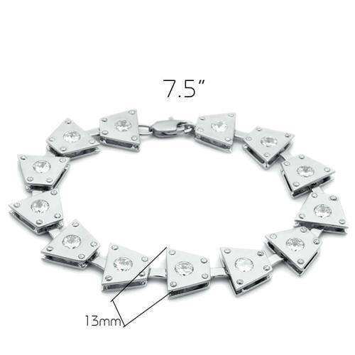 Alamode Matte Rhodium & Rhodium Brass Bracelet with AAA Grade CZ in Clear - Alamode - Flyclothing LLC