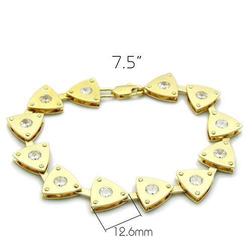 Alamode Matte Gold & Gold Brass Bracelet with AAA Grade CZ in Clear - Alamode - Flyclothing LLC