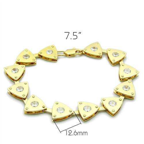 Alamode Matte Gold & Gold Brass Bracelet with AAA Grade CZ in Clear - Alamode - Flyclothing LLC