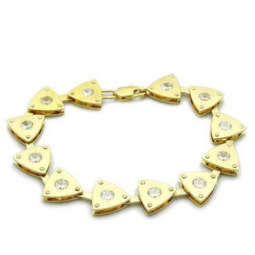Alamode Matte Gold & Gold Brass Bracelet with AAA Grade CZ in Clear - Alamode - Flyclothing LLC