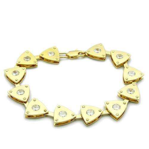 Alamode Matte Gold & Gold Brass Bracelet with AAA Grade CZ in Clear - Alamode - Flyclothing LLC