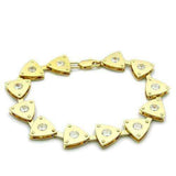 Alamode Matte Gold & Gold Brass Bracelet with AAA Grade CZ in Clear - Alamode - Flyclothing LLC