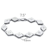 Alamode Matte Rhodium & Rhodium Brass Bracelet with AAA Grade CZ in Clear - Alamode - Flyclothing LLC