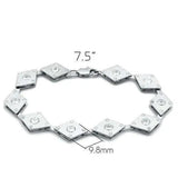Alamode Matte Rhodium & Rhodium Brass Bracelet with AAA Grade CZ in Clear - Alamode