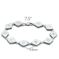 Alamode Matte Rhodium & Rhodium Brass Bracelet with AAA Grade CZ in Clear - Alamode