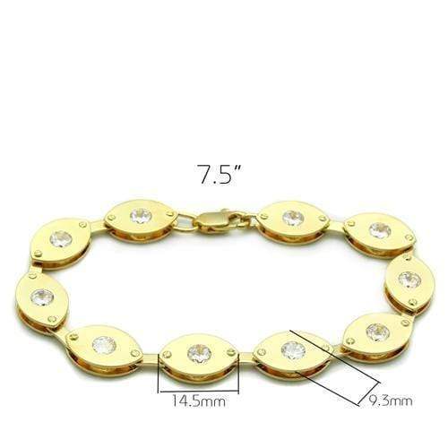 Alamode Matte Gold & Gold Brass Bracelet with AAA Grade CZ in Clear - Alamode - Flyclothing LLC