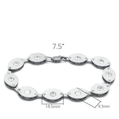 Alamode Matte Rhodium & Rhodium Brass Bracelet with AAA Grade CZ in Clear - Alamode - Flyclothing LLC