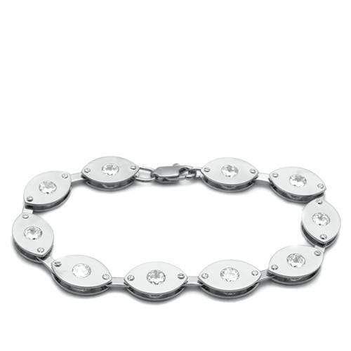 Alamode Matte Rhodium & Rhodium Brass Bracelet with AAA Grade CZ in Clear - Alamode - Flyclothing LLC