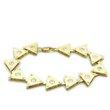 Alamode Matte Gold & Gold Brass Bracelet with AAA Grade CZ in Clear - Alamode - Flyclothing LLC