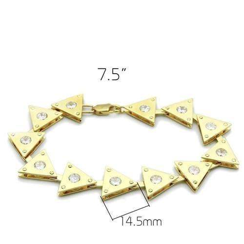 Alamode Matte Gold & Gold Brass Bracelet with AAA Grade CZ in Clear - Alamode - Flyclothing LLC