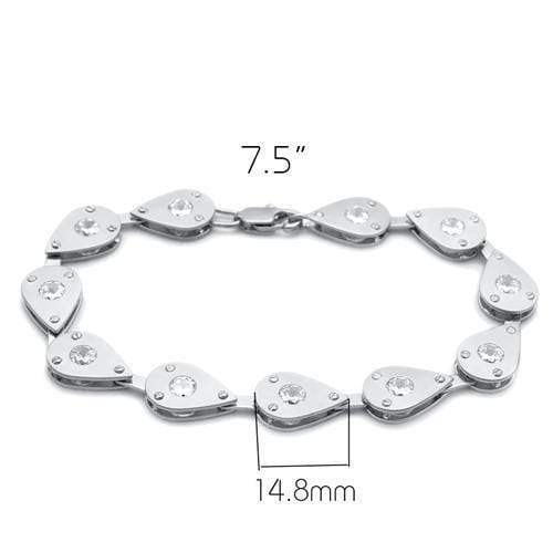 Alamode Matte Rhodium & Rhodium Brass Bracelet with AAA Grade CZ in Clear - Alamode - Flyclothing LLC