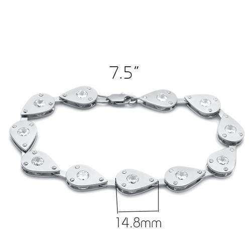 Alamode Matte Rhodium & Rhodium Brass Bracelet with AAA Grade CZ in Clear - Alamode - Flyclothing LLC