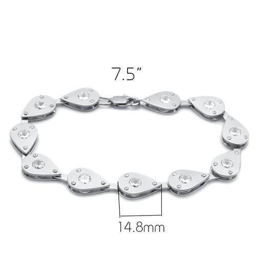 Alamode Matte Rhodium & Rhodium Brass Bracelet with AAA Grade CZ in Clear - Alamode