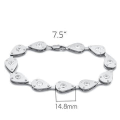Alamode Matte Rhodium & Rhodium Brass Bracelet with AAA Grade CZ in Clear - Alamode