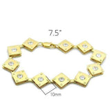 Alamode Matte Gold & Gold Brass Bracelet with AAA Grade CZ in Clear - Alamode - Flyclothing LLC