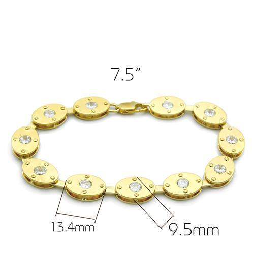 Alamode Matte Gold & Gold Brass Bracelet with AAA Grade CZ in Clear - Alamode - Flyclothing LLC