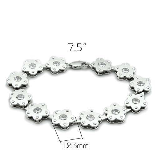 Alamode Matte Rhodium & Rhodium Brass Bracelet with AAA Grade CZ in Clear - Alamode