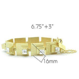 Alamode Matte Gold Brass Bracelet with Top Grade Crystal in Clear - Alamode - Flyclothing LLC