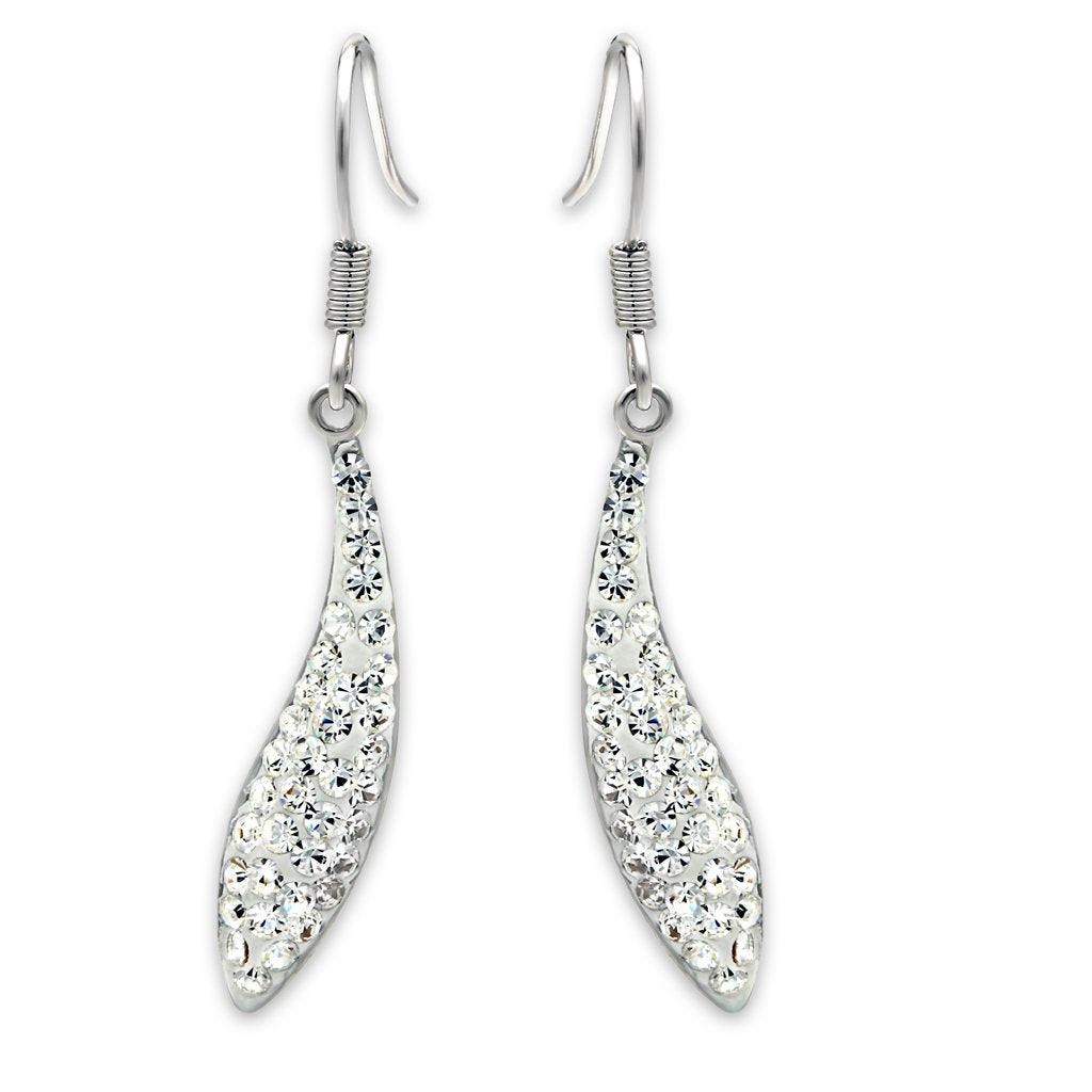 Alamode Rhodium Brass Earrings with Top Grade Crystal in Clear - Alamode