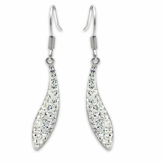 Alamode Rhodium Brass Earrings with Top Grade Crystal in Clear - Alamode