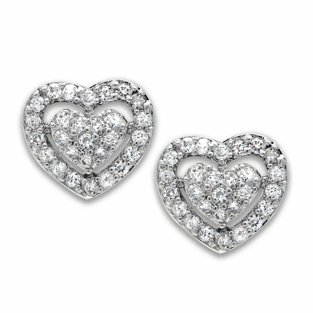 Alamode Rhodium Brass Earrings with AAA Grade CZ in Clear - Alamode - Flyclothing LLC