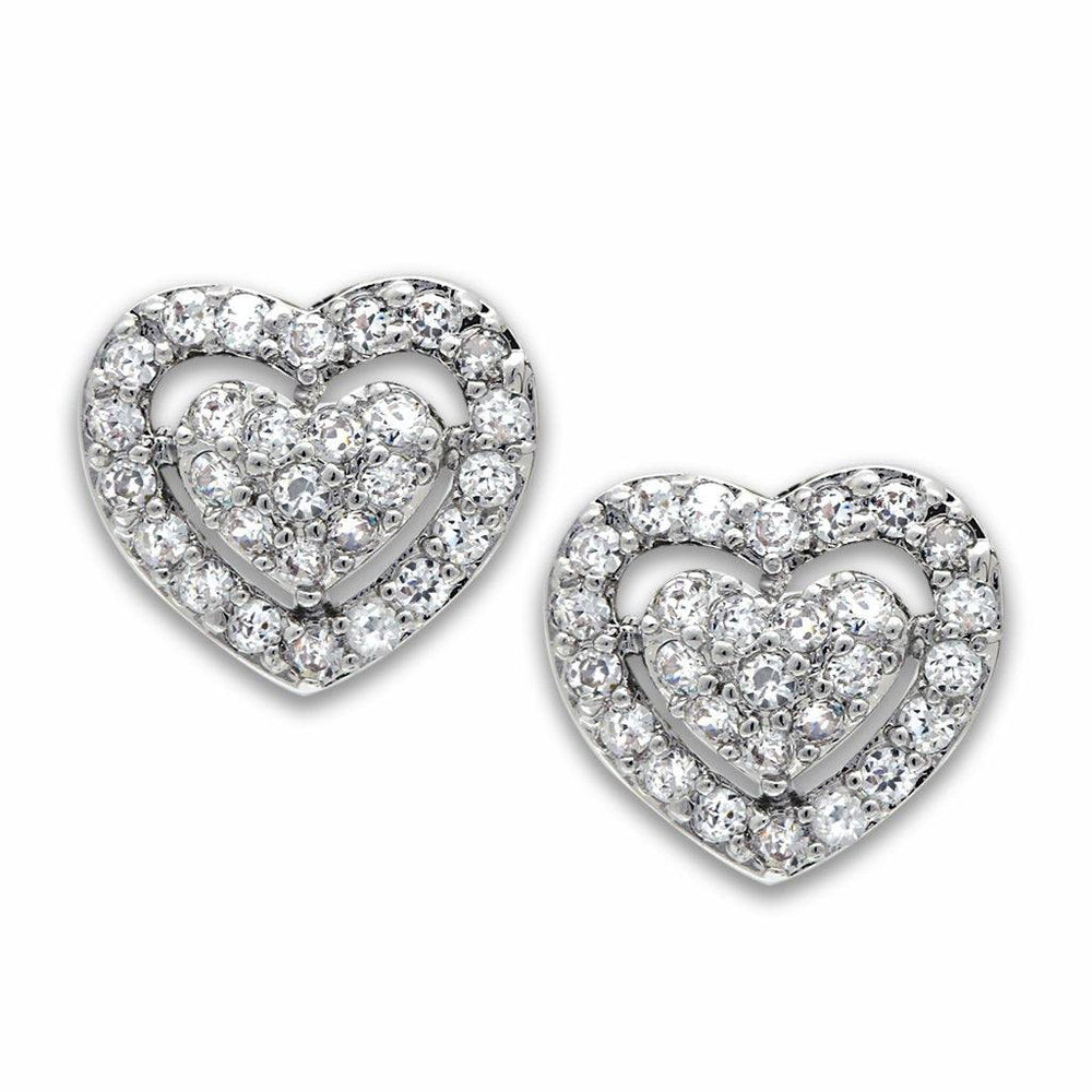Alamode Rhodium Brass Earrings with AAA Grade CZ in Clear - Alamode