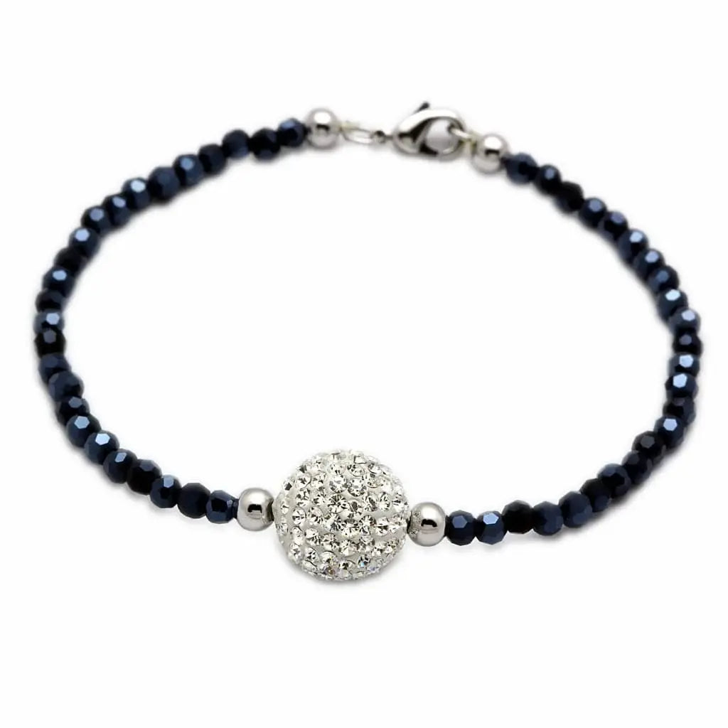 Alamode Rhodium Brass Bracelet with Top Grade Crystal in Clear - Alamode - Flyclothing LLC