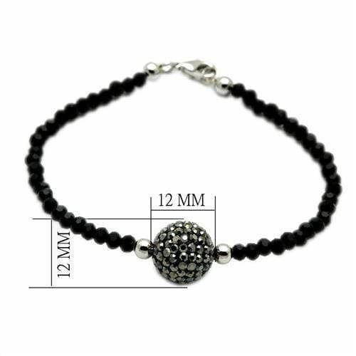 Alamode Rhodium + Ruthenium Brass Bracelet with Top Grade Crystal in Jet - Alamode - Flyclothing LLC